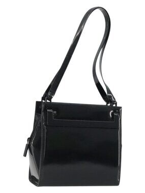 GUCCI Tote Bag Patent Leather Black Auth 175158